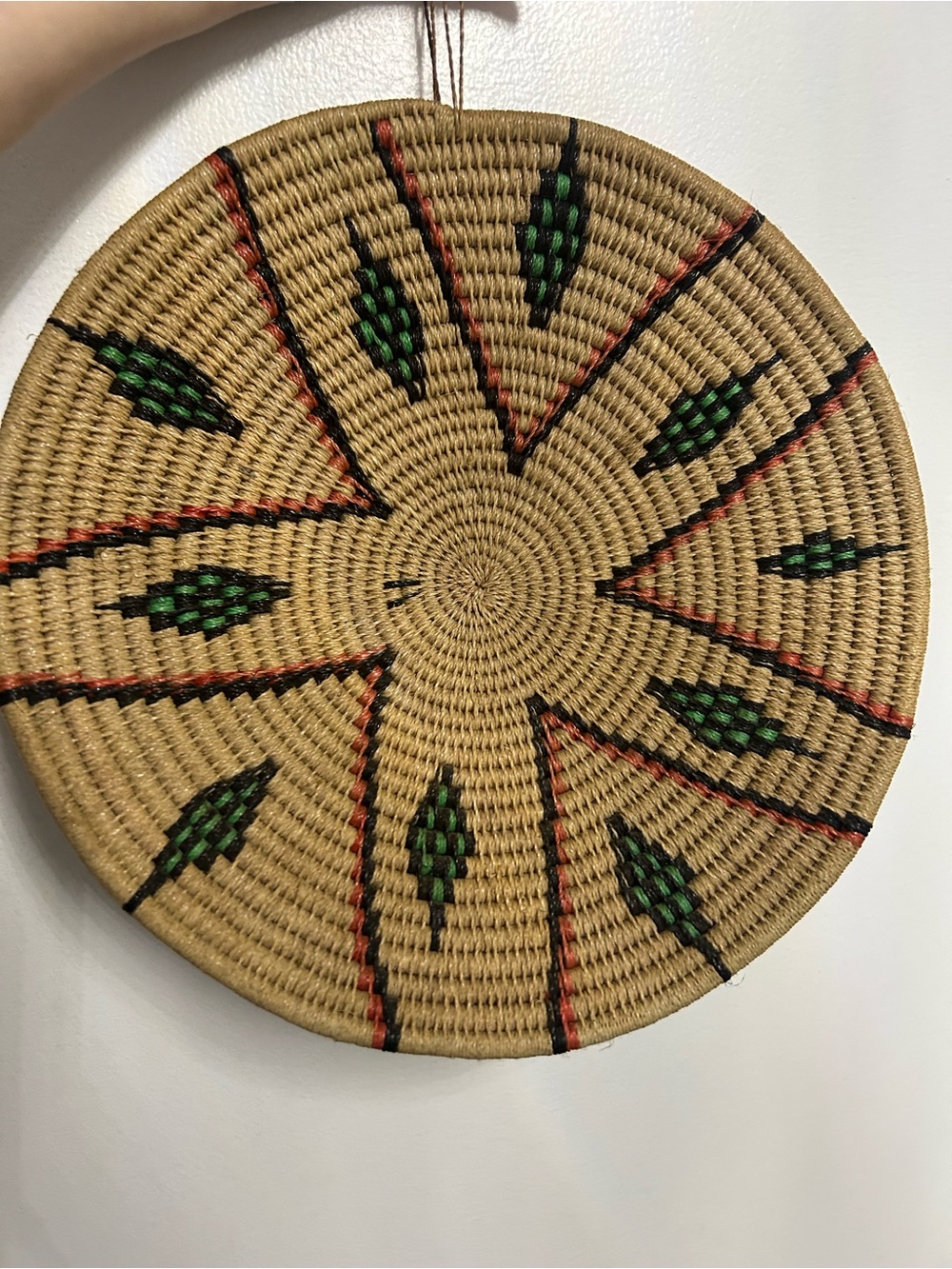 Woven Wall Basket Decor Textured Geometric Wall Hanging Boho 11.5”
